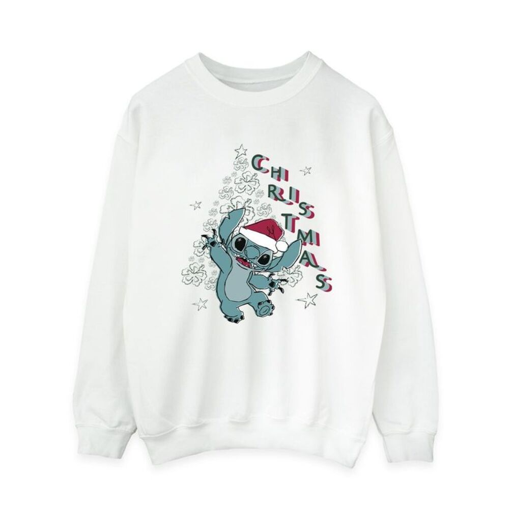 Lilo & Stitch Womens/Ladies Christmas Tree Sweatshirt / White